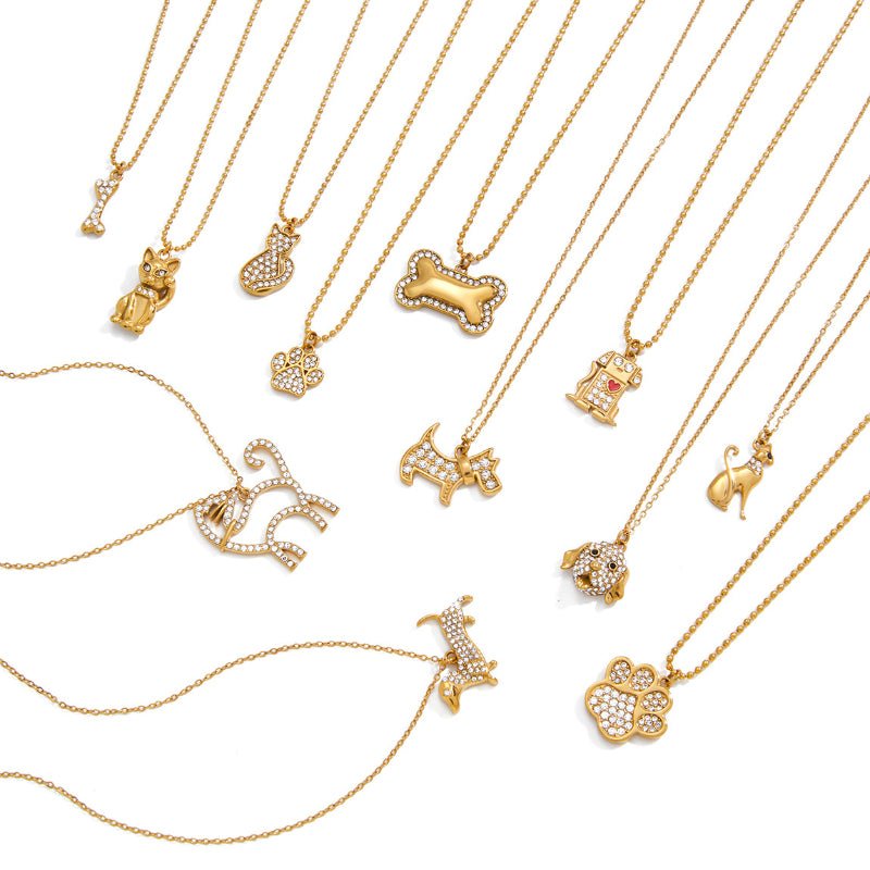 Cross Border Pet Inspired Jewelry For Women Titanium Steel Cat Dog Necklace Light Luxury Minimalist Design High Grade Non Fading Clavicle Chain