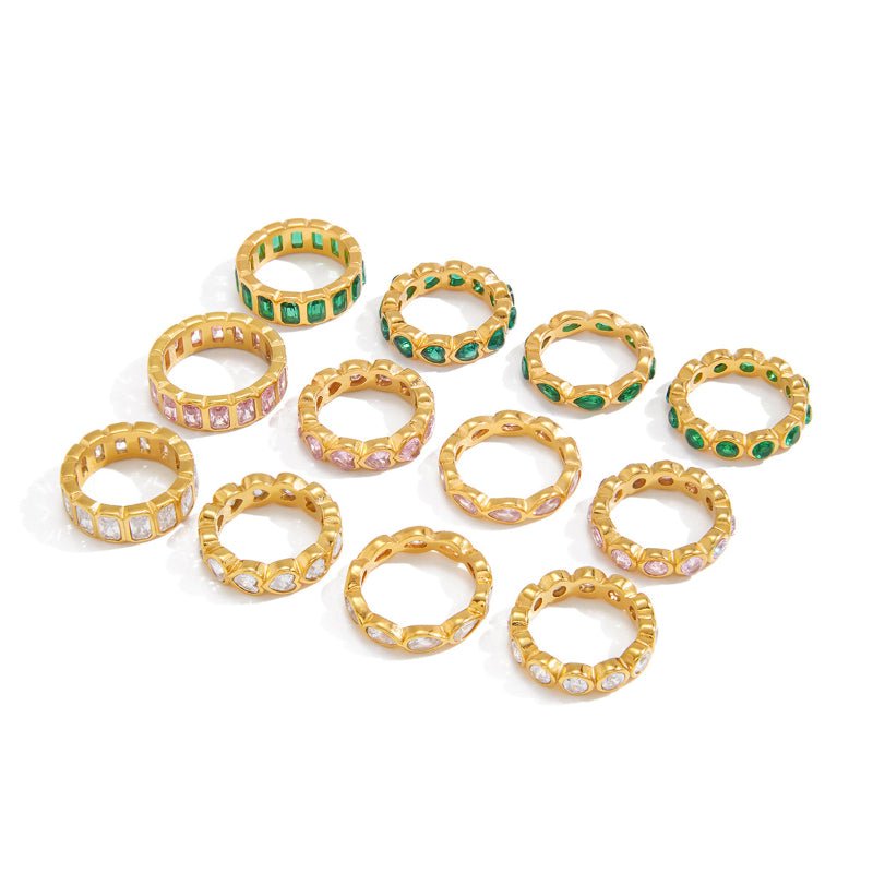 Stainless Steel Zircon Ring Minimalist High Grade Design Finger Ring 18K Gold European American Cross Border Titanium Steel Jewelry For Women