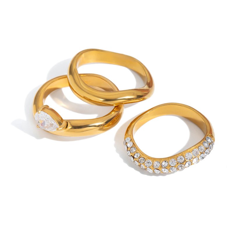 European American Zircon Ring Titanium Steel Non Fading Jewelry Light Luxury Premium Jewelry Stainless Steel Rings Cross Border