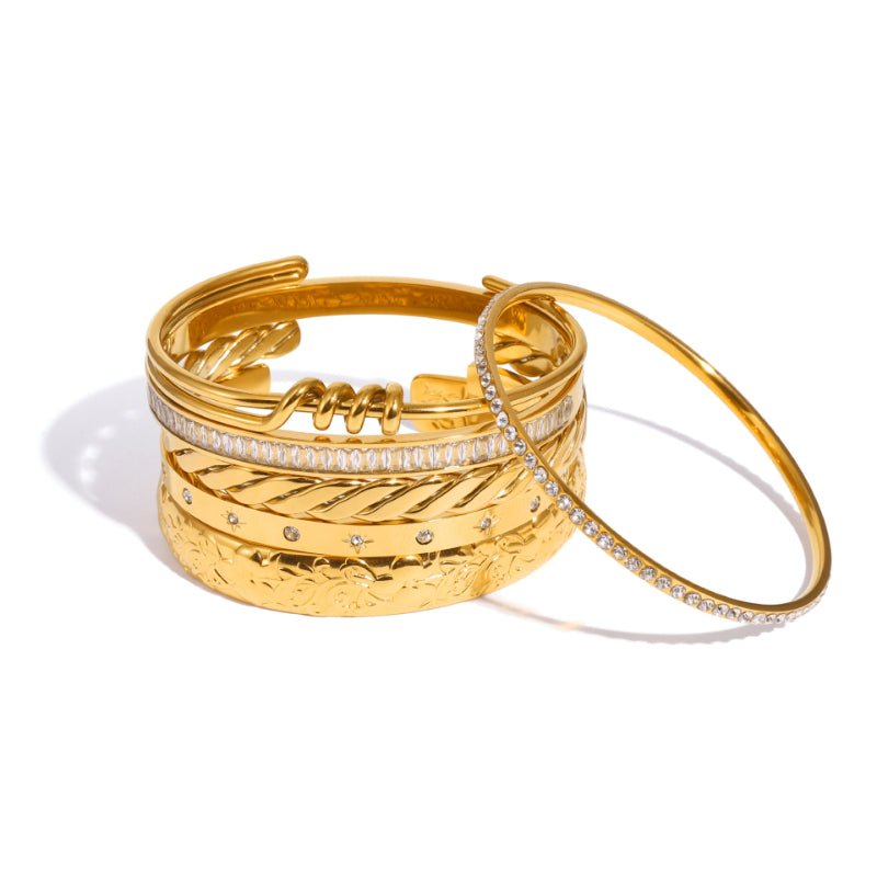 ieding European American 18K Gold Stainless Steel Zircon Bracelet Non Fading Light Luxury High Grade Hand Jewelry Titanium Steel Cross Border Jewelry