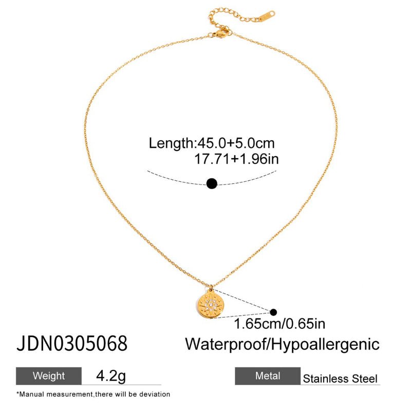 European American Stainless Steel Rhinestone Star Pendant Necklace Light Luxury Premium Clavicle Chain Titanium Steel Non Fading Jewelry