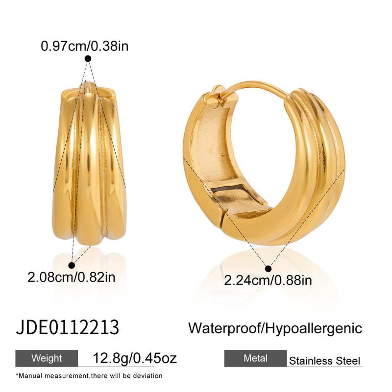 European American Stainless Steel Plain Gold Hoop Earrings Light Luxury High Grade Minimalist Ear Clips Titanium Steel Cross Border Jewelry