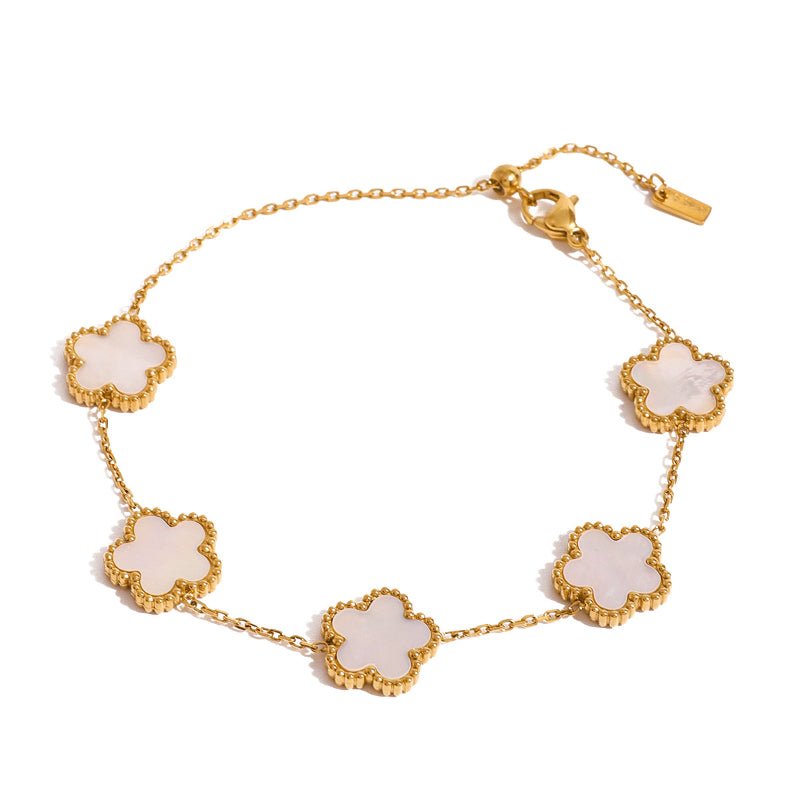 European American Stainless Steel Five-Petal Flower Bracelet Women's Light Luxury High-End Ins Bracelet Cross-Border Valentine's Day Jewelry