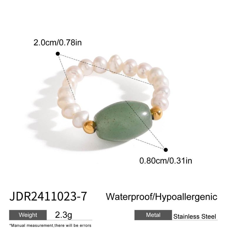 Cross Border Freshwater Pearl Ring Titanium Steel Non Fading Jewelry Light Luxury Premium Stainless Steel Jewelry Rings