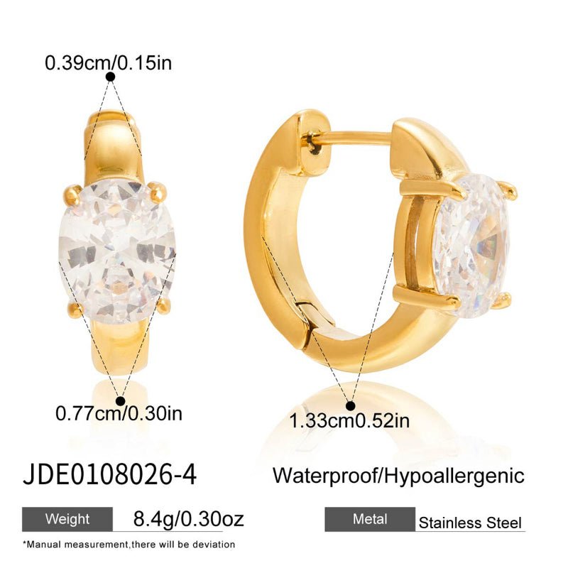 European American Stainless Steel Zircon Earrings Light Luxury High Grade Ear Cuffs No Piercing Titanium Steel Cross Border Jewelry