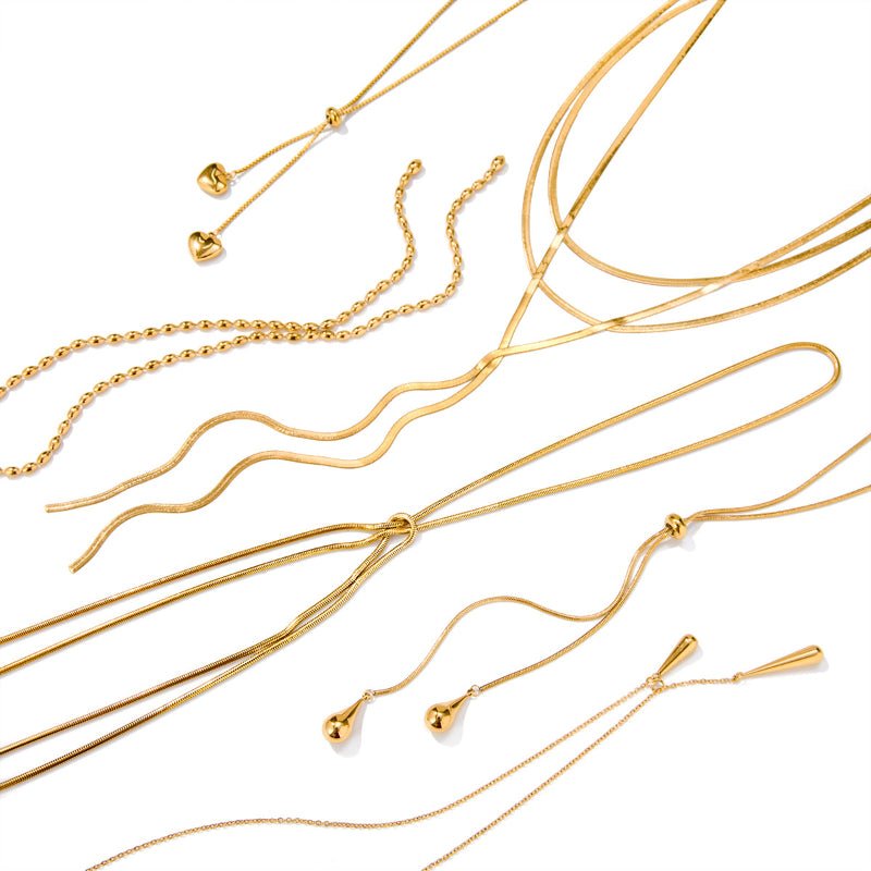 Stainless Steel Y-Shaped Chain Necklace Light Luxury High-End Titanium Steel Long Sweater Chain Fall Winter Cross-Border Jewelry