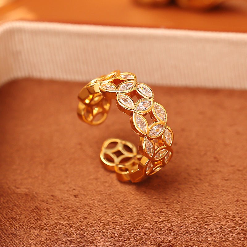 New Chinese Trend Money More Zircon Copper Coin Ring Luxury Fashion Exquisite Festive Opening Ring Adjustable Ring