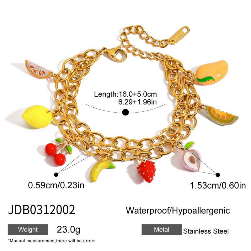 European American Stainless Steel Fruit Bracelet Women Light Luxury Premium Jewelry No Fade Titanium Steel DIY Bracelet