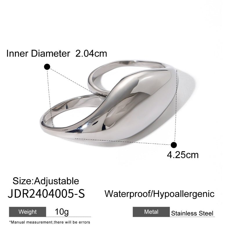 18K Gold Plated Ring For Women Non Fading Titanium Steel Finger Ring Light Luxury High Grade Jewelry Stainless Steel Cross Border Jewelry