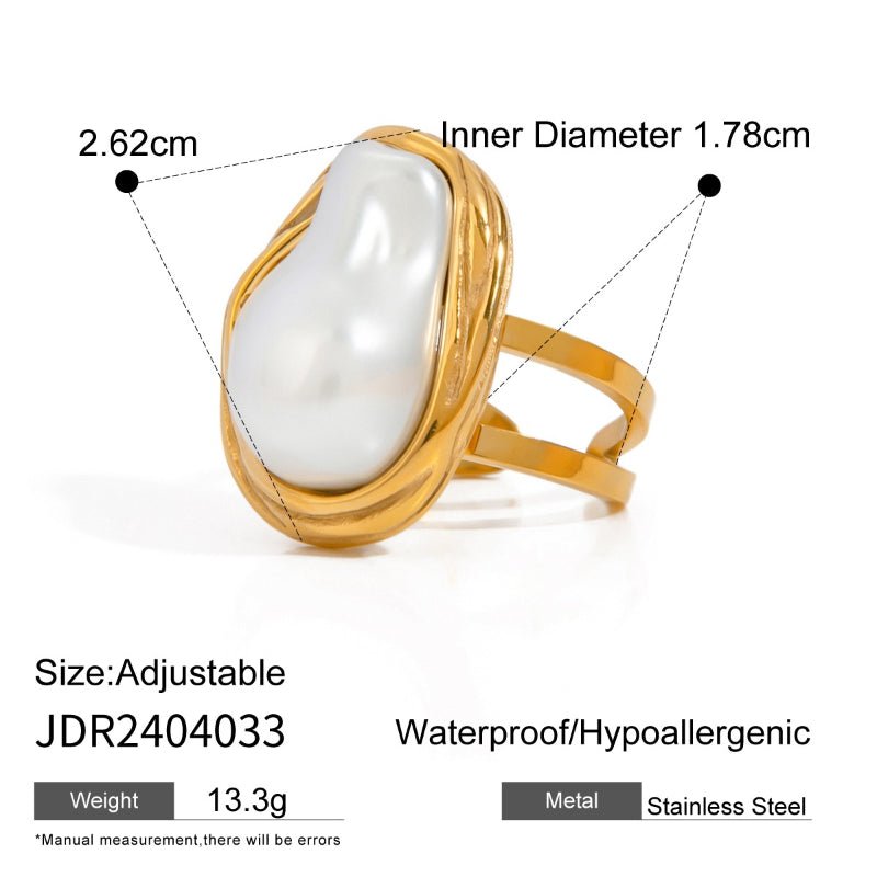 Imitation Baroque Pearl Ring Titanium Steel Non Fading Jewelry Women Premium Rings Cross Border Hot Sale