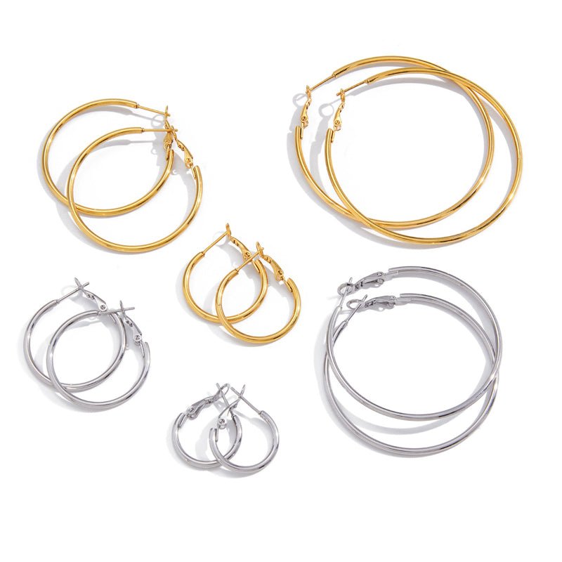 European American Titanium Steel Big Hoop Earrings Minimalist High-End Stainless Steel Tarnish-Free Cross-Border Jewelry for Women