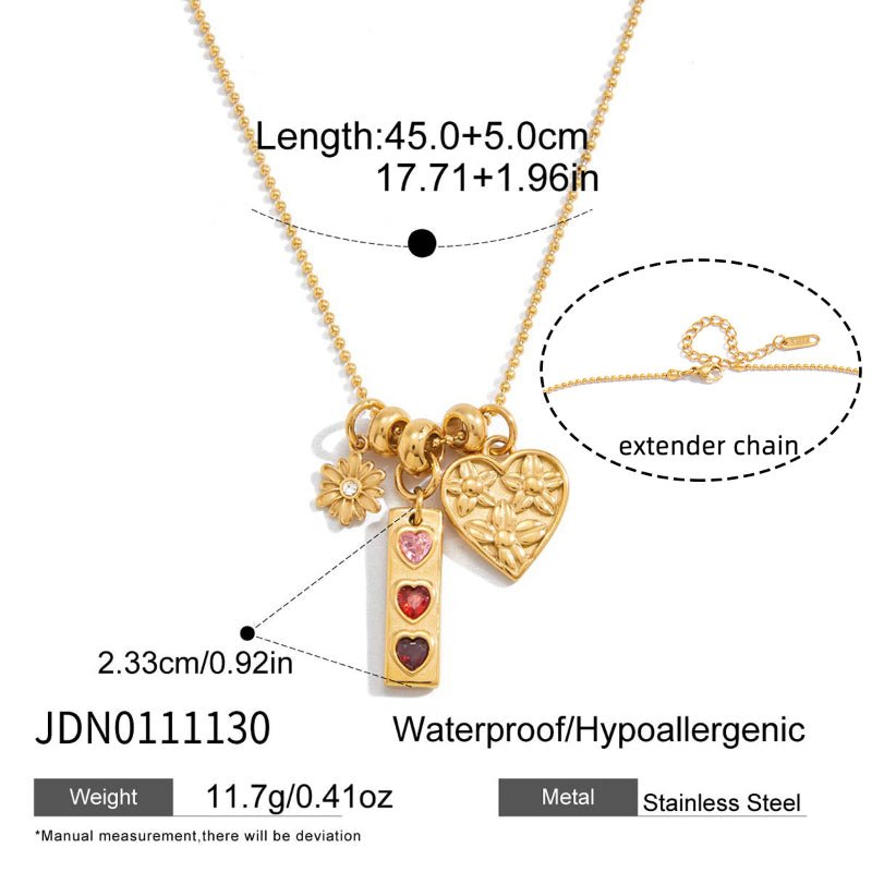 Stainless Steel Love Heart Necklace Minimalist Clavicle Chain Titanium Steel Jewelry European American Cross Border Valentine's Day Jewelry