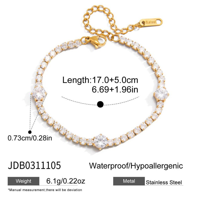 Stainless Steel Sparkling Zircon Bracelet INS Korean Style Women High Grade Non Fading Bangle Titanium Steel Cross Border Jewelry