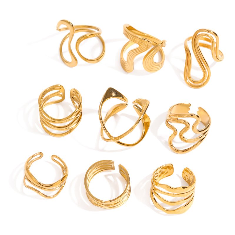 Cross-Border Stainless Steel Chunky Statement Ring Women's High-End Irregular Ins Style Titanium Steel Band European American Fashion Rings