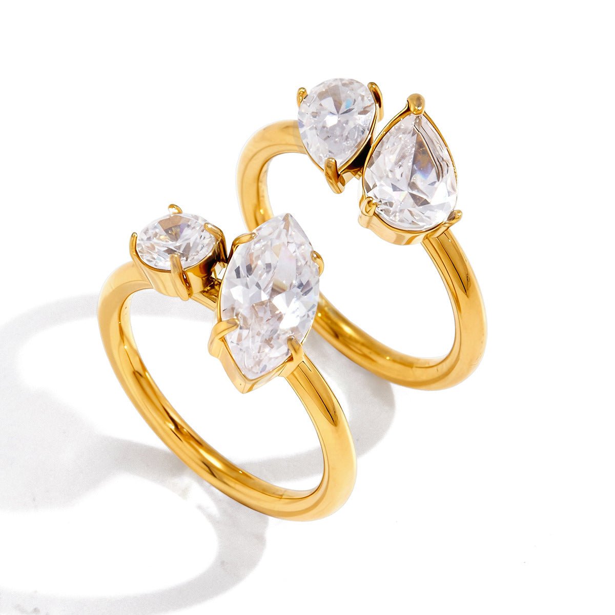 Light Luxury Titanium Steel Zircon Ring Tarnish-Free Stainless Steel Women's Band Cross-Border Jewelry