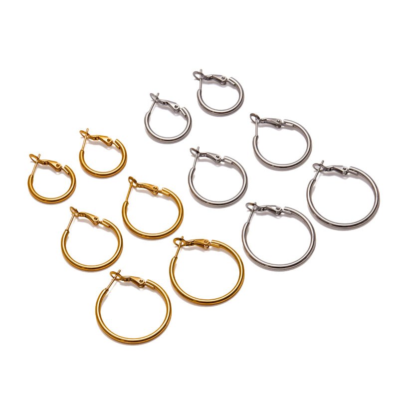 European American Stainless Steel Hoop Earrings Light Luxury High-End Big Circle Titanium Steel Tarnish-Free Cross-Border Jewelry for Women