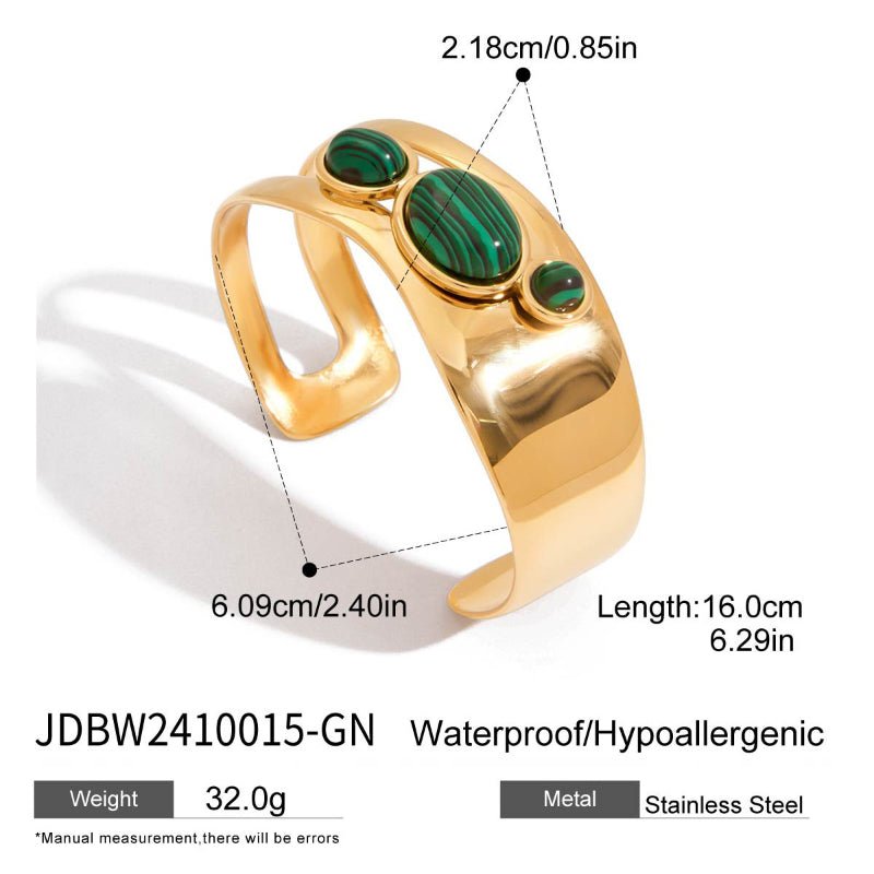 Natural Stone Titanium Steel Open Bangle For Women Non Fading Jewelry Stainless Steel Ring Cross Border Hot Selling Clover Jewelry