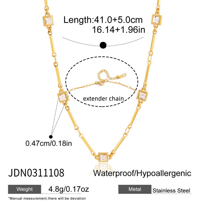 Rhinestone Titanium Steel Necklace Light Luxury Minority Clavicle Chain Non Fading Accessories For Women Stainless Steel European and American Cross Border Jewelry