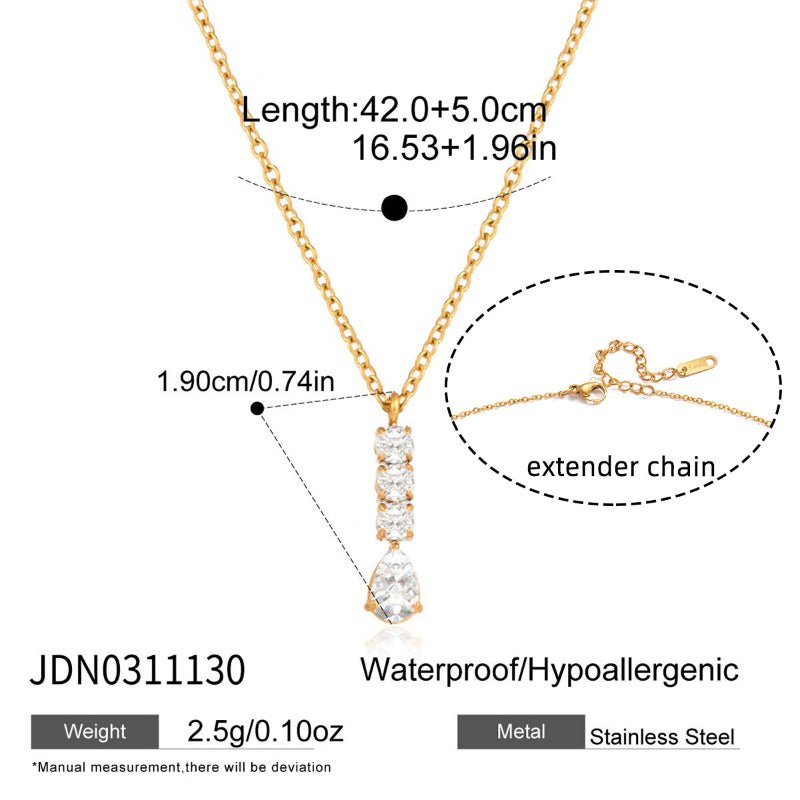 European American Titanium Steel Zircon Necklace Light Luxury Niche Jewelry For Women Non Fading Stainless Steel Earrings Cross Border Earrings