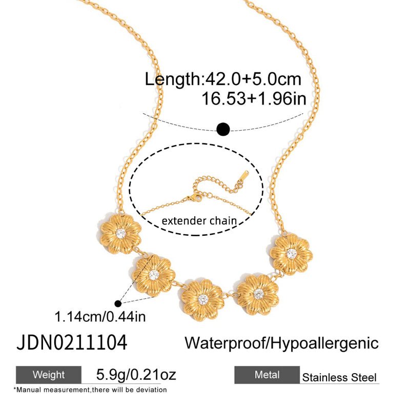 European American Daisy Flower Jewelry Titanium Steel Necklace Light Luxury Minimalist Clavicle Chain Choker Stainless Steel Cross Border Jewelry