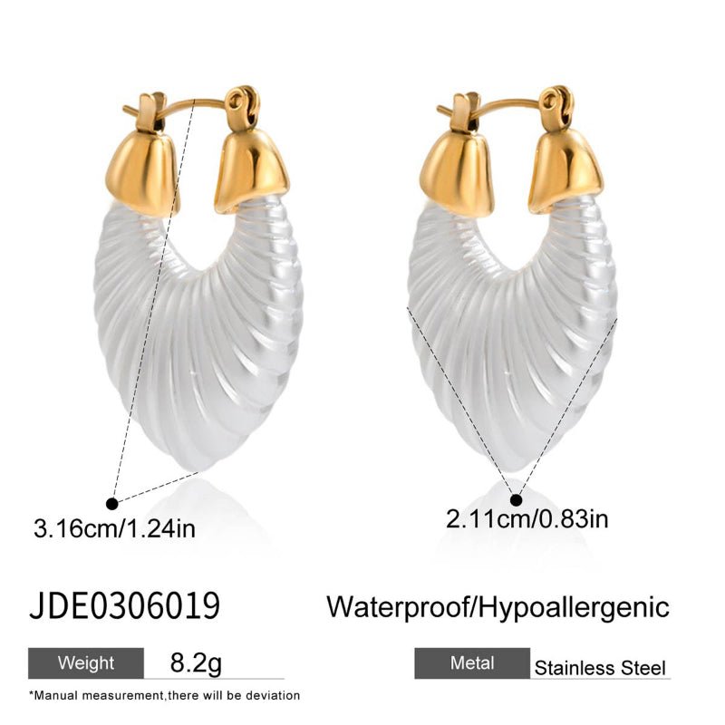 European American Stainless Steel Resin Faux Pearl Earrings Light Luxury Premium Ear Buckles Titanium Steel Jewelry Non Fading Cross Border