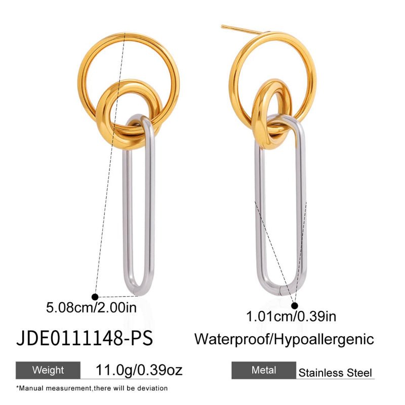 European American Stainless Steel Stud Earrings Minimalist High Grade Earrings Light Luxury Titanium Steel Cross Border 18K Gold Plated Jewelry