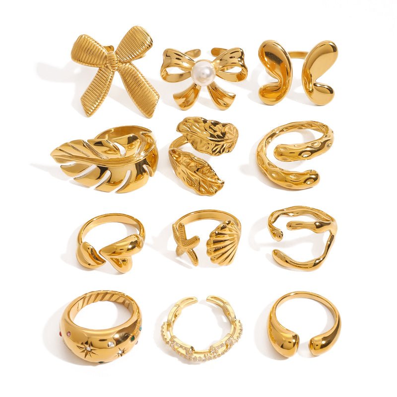 European American Stainless Steel Pearl Ring High-End Niche Unique Band Titanium Steel Tarnish-Free Cross-Border Women's Rings