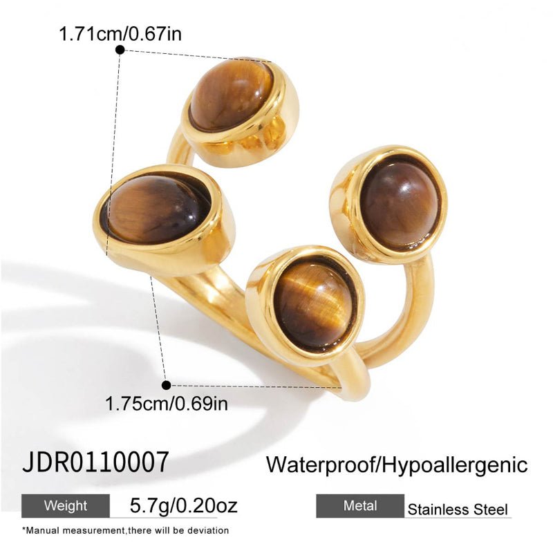 European American Stainless Steel Tiger Eye Ring Minimalist High Grade 18K Gold Jewelry Titanium Steel Cross Border Jewelry Rings