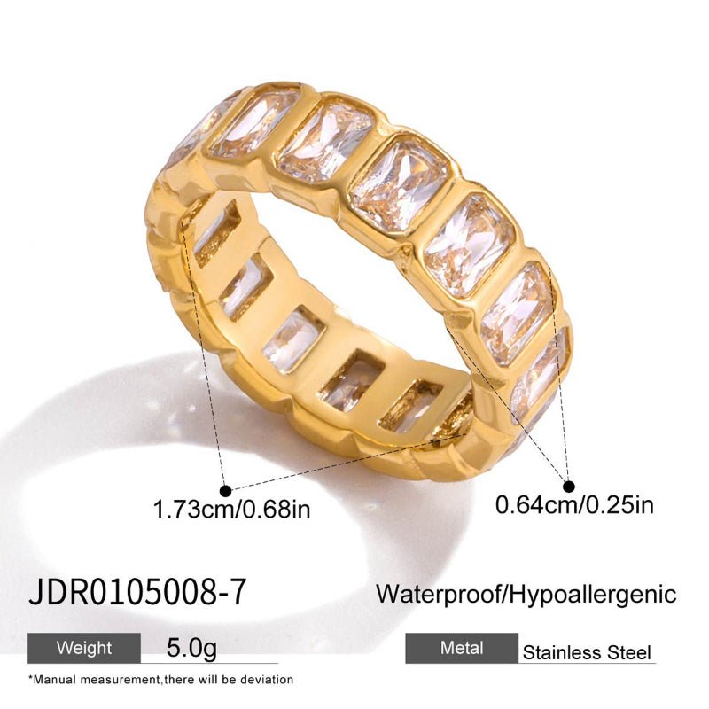 European American Zircon Titanium Steel Ring Minimalist High Grade Korean INS Style Adjustable Opening Ring Stainless Steel Cross Border Jewelry