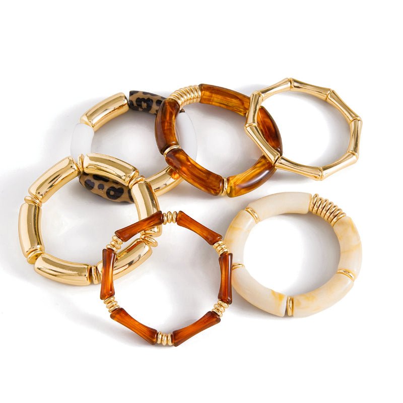 UV Gold-Plated Resin Bracelet Acrylic Bamboo Joint Bracelet Autumn Winter Light Luxury High-End Wristband Niche Hand Jewelry