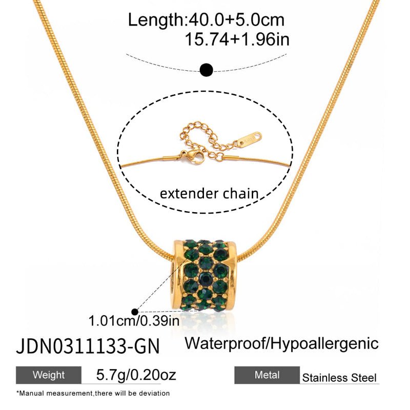 Titanium Steel Circle Rhinestone Necklace Light Luxury Minority Clavicle Chain European American 18K Jewelry Stainless Steel Cross Border Jewelry