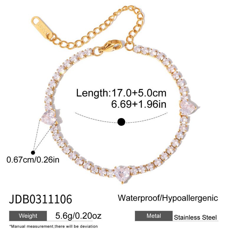 Stainless Steel Sparkling Zircon Bracelet INS Korean Style Women High Grade Non Fading Bangle Titanium Steel Cross Border Jewelry