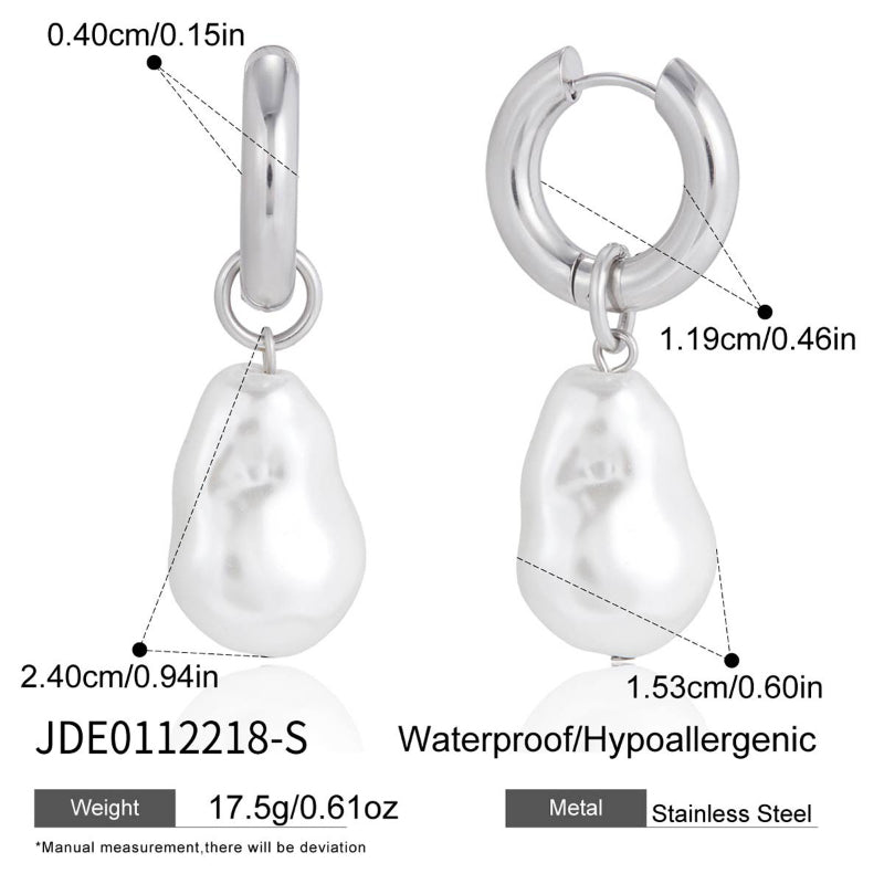 European American Stainless Steel Pearl Earrings Light Luxury Premium Temperament Ear Jewelry Autumn Winter Ear Buckles Titanium Steel Cross Border Jewelry