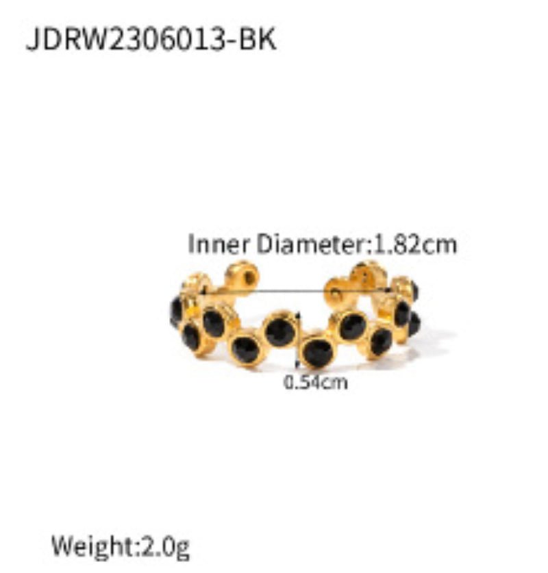 European American Stainless Steel Black Onyx Ring Premium Natural Stone Finger Ring Titanium Steel Jewelry Cross Border Rings