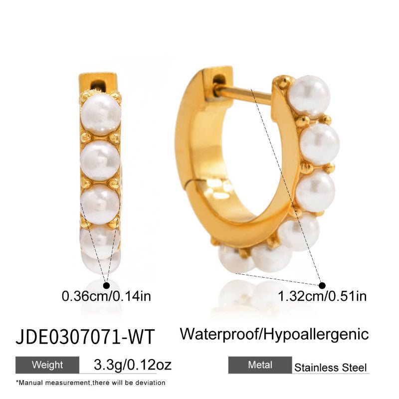 Titanium Steel Faux Pearl Earrings Light Luxury Premium Earrings Blue Turquoise Hoop Earrings Stainless Steel Women Jewelry Non Fading