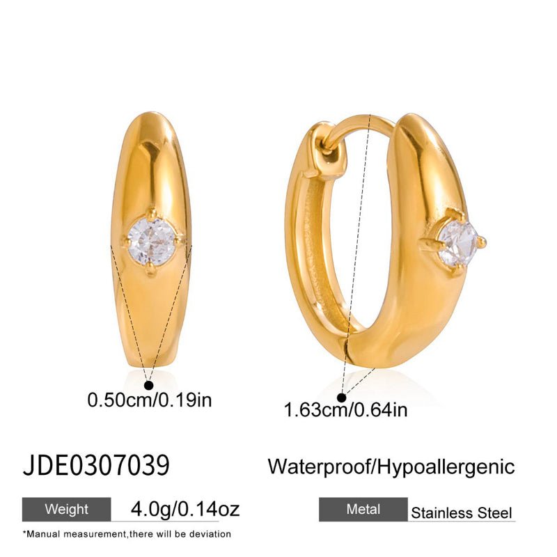 European American Stainless Steel Zircon Stud Earrings Minimalist High Grade Light Luxury Earrings Ear Cuffs Titanium Steel Cross Border Jewelry For Women