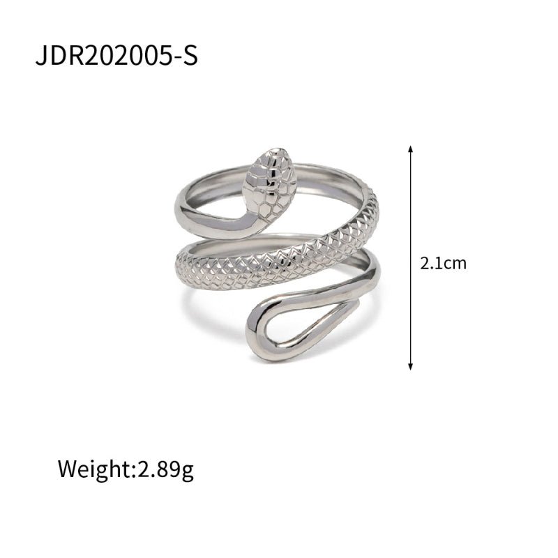 European American Stainless Steel Snake Ring Premium Niche Style Open Finger Ring Titanium Steel Jewelry Cross Border Rings