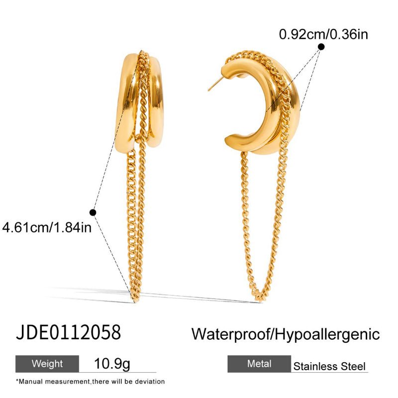 European American Stainless Steel Tassel Earrings Light Luxury High Grade Titanium Steel Stud Earrings Non-Fading Cross Border Jewelry For Women