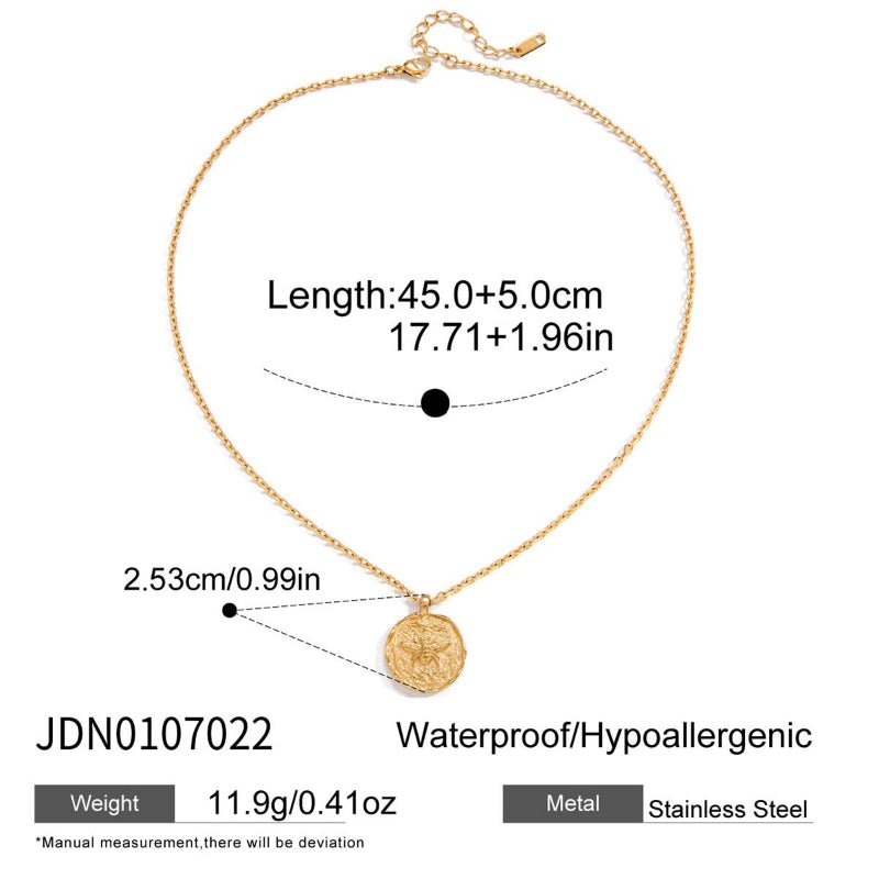 Titanium Steel Freshwater Pearl Necklace Cross Clavicle Chain Insect Coin Jewelry Stainless Steel Necklace Cross Border