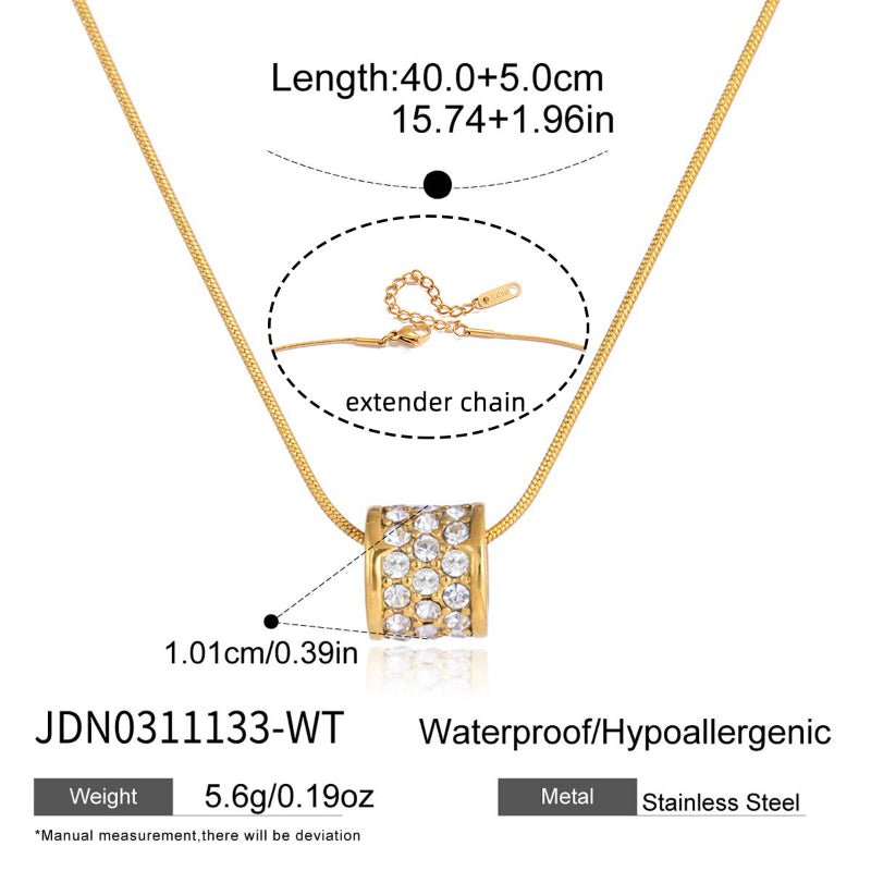 Titanium Steel Circle Rhinestone Necklace Light Luxury Minority Clavicle Chain European American 18K Jewelry Stainless Steel Cross Border Jewelry