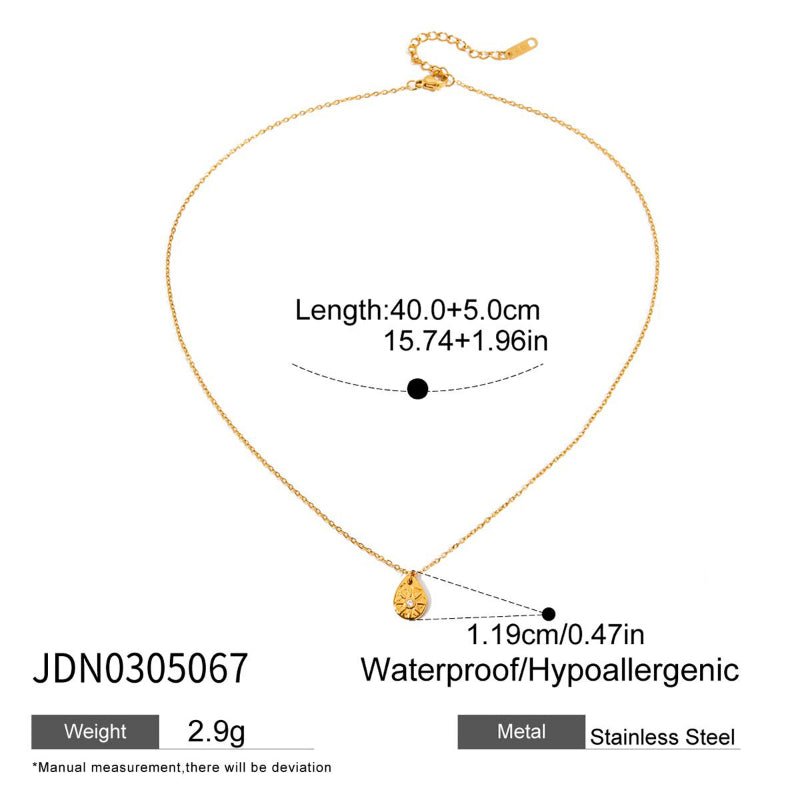 European American Stainless Steel Rhinestone Star Pendant Necklace Light Luxury Premium Clavicle Chain Titanium Steel Non Fading Jewelry