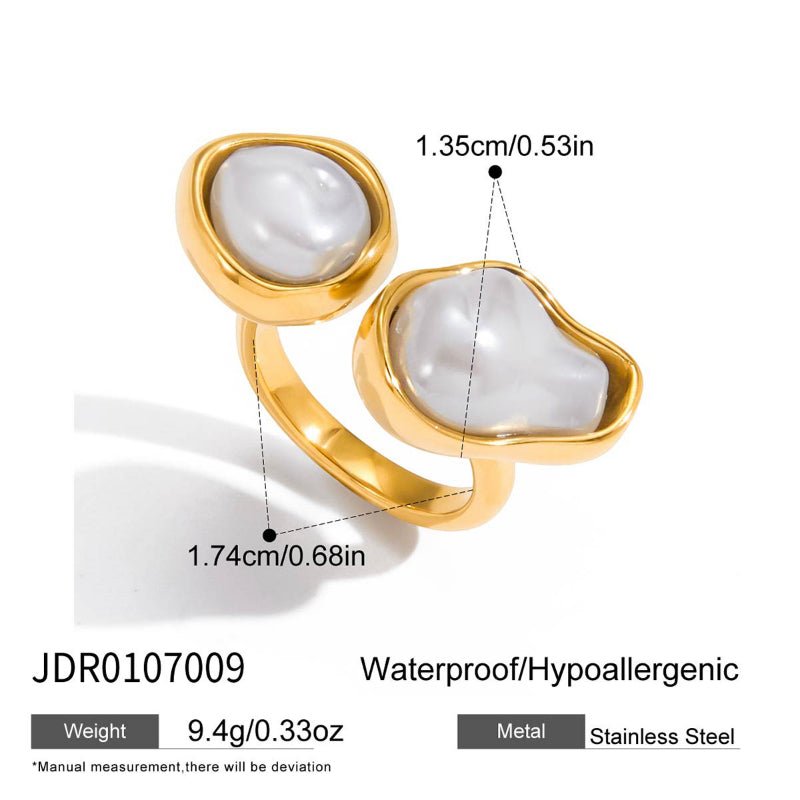 Imitation Baroque Pearl Ring Titanium Steel Non Fading Jewelry Light Luxury Premium Stainless Steel Autumn Winter Women Accessories
