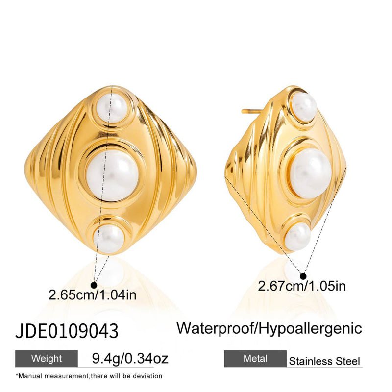 Titanium Steel Tiger Eye Stud Earrings Light Luxury Premium Earrings Faux Pearl Earrings Stainless Steel Jewelry Cross Border Jewelry