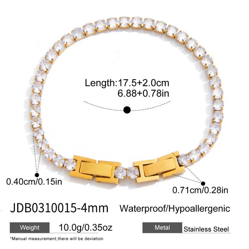 Cross-Border Stainless Steel Zircon Tennis Bracelet Light Luxury Minimalist INS Korean Style Women Jewelry European American Titanium Steel Jewelry