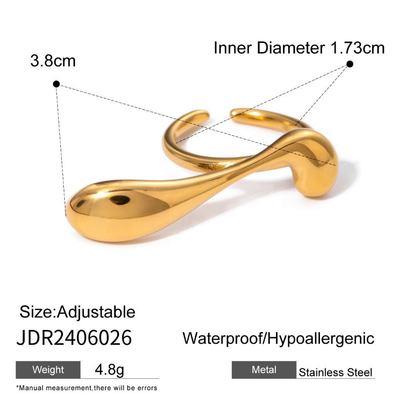 18K Gold Plated Ring For Women Non Fading Titanium Steel Finger Ring Light Luxury High Grade Jewelry Stainless Steel Cross Border Jewelry