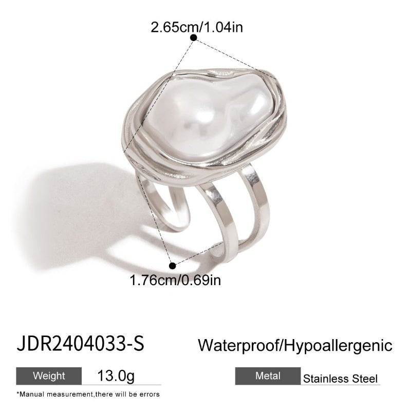 Imitation Baroque Pearl Ring Titanium Steel Non Fading Jewelry Women Premium Rings Cross Border Hot Sale