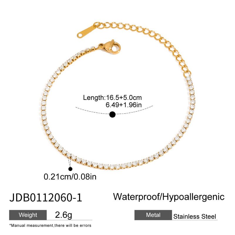 Stainless Steel Zircon Bracelet Light Luxury High Grade Bangle Non Fading Real Gold Plated Jewelry Cross Border Titanium Steel Jewelry