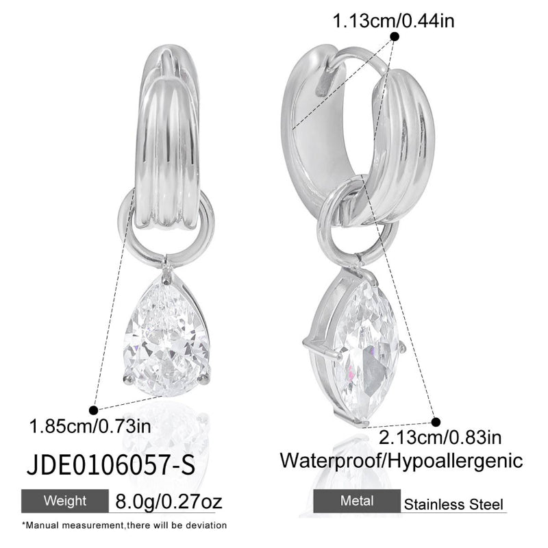 European American Stainless Steel Zircon Earrings Light Luxury High Grade Ear Buckles Non Fading Titanium Steel Cross Border Jewelry For Women