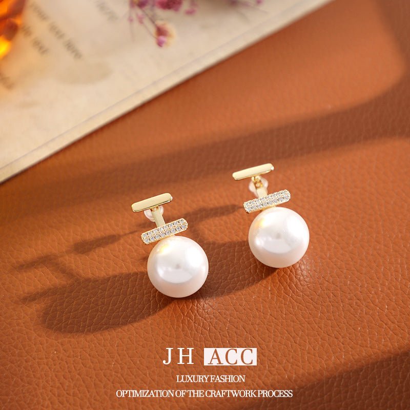 S925 Silver Needle French Retro 2 Wear Ways Pearl Earrings Real Gold Plated Copper Stud Earrings Temperament Versatile Jewelry