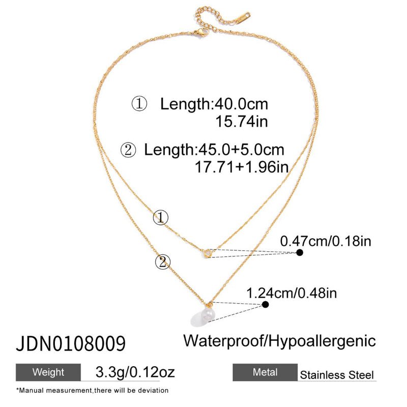 Titanium Steel Faux Pearl Necklace Light Luxury Premium Clavicle Chain Stainless Steel European American Jewelry Cross Border Zircon Jewelry